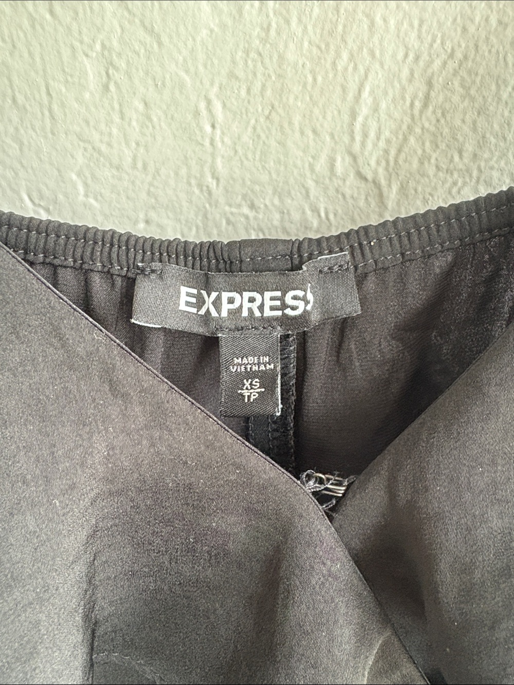 Express Black Ruffle-Front Spaghetti Strap Mini Dress - Picture 2 of 4